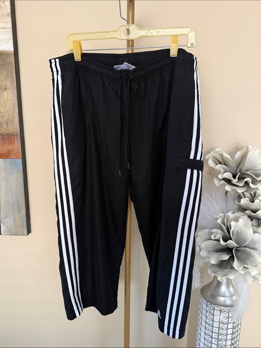 adidas Black Track Pants with White Triple Stripes